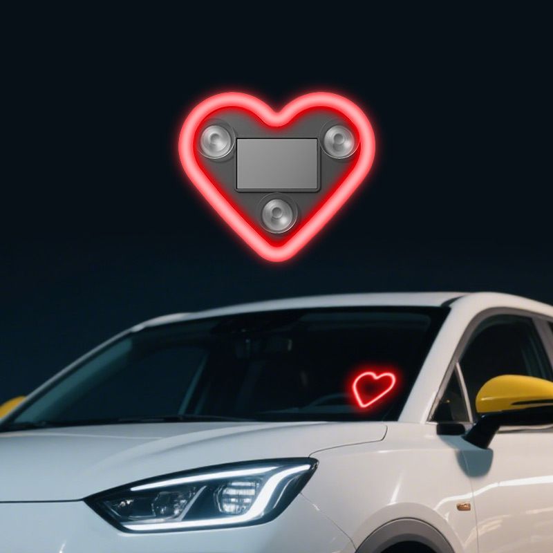 Car LED Window Heart Shape Ambient Light, Solar & USB Powered Neon Light, Auto Interior Modification Decorative Atmosphere Lamp
