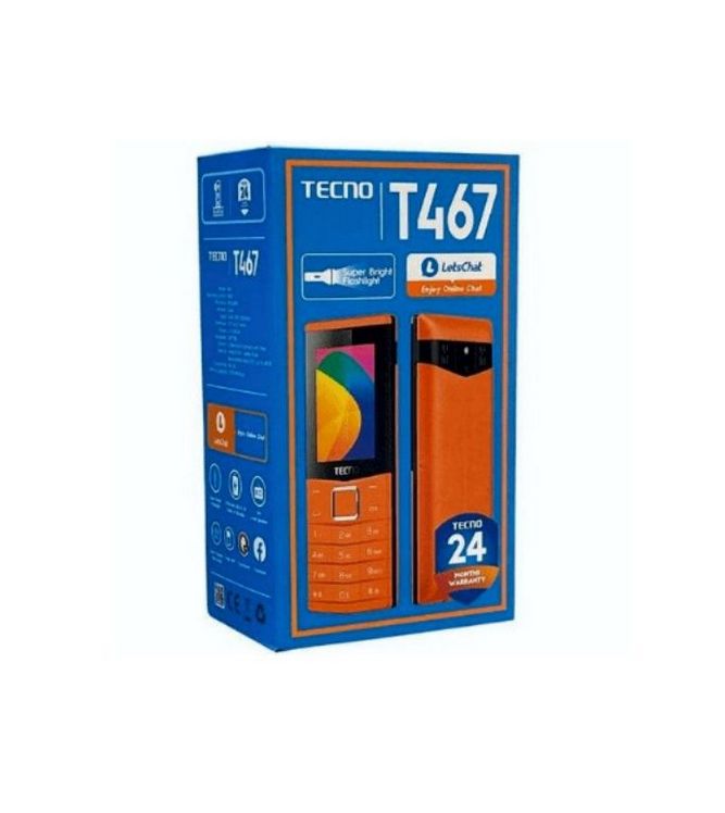 Tecno T467 - Triple Sim -  0.08MP Back Camera -2.8" QVGA Screen display - Bright Flash Light - FM Radio - Loud Speaker - Bluetooth Connectivity - Expandable Micro SD up to 64GB - Opera Mini
