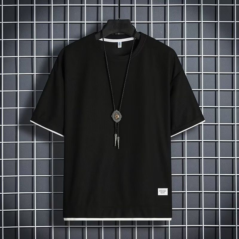 M17 Men's Summer Waffle Crewneck T-Shirt Loose Half-Sleeve T-Shirt