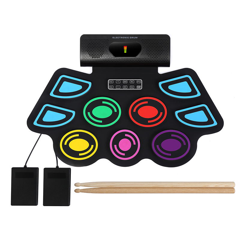 Electronic Drum Set Digital Hand-Rolled Electronic Drum Drum Set with Bluetooth, Portable Percussion Board Smart Drum Set, Suitable for Professional Children to Practice Hands On