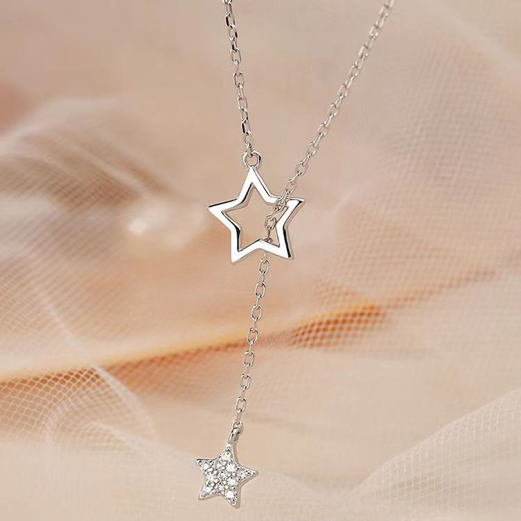 Sparkling diamond star necklace, hollow tassel, collarbone chain CRRSHOP free shipping women ,girl necklace