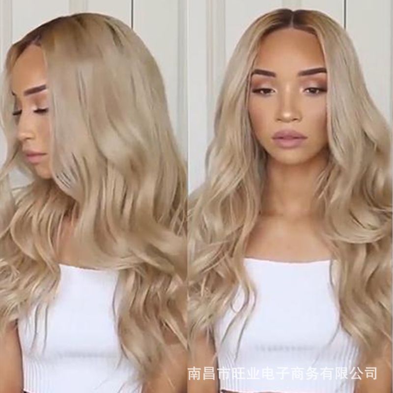2025 New Western-Style Women's Middle-Parted Big Wave Long Curly Wig, Voluminous Black Synthetic Hair Wig Cap, Cross-Border Fashion Export Wig