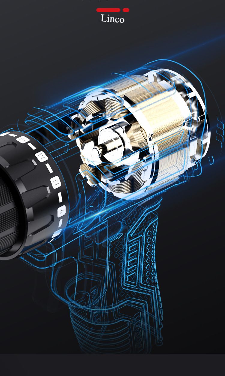 Brushless hand drill impact drill rechargeable dual speed lithium battery to 48V pistol drill power tool screwdriver
