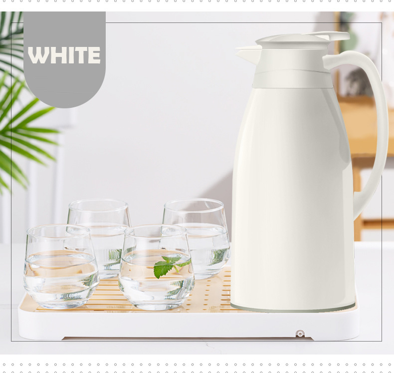 2L Glass Lined Thermal Carafe Double Walled Vacuum Flask Keeping Hot 24 Hour Heat Retention Tea Pot with Lid BPA Free
