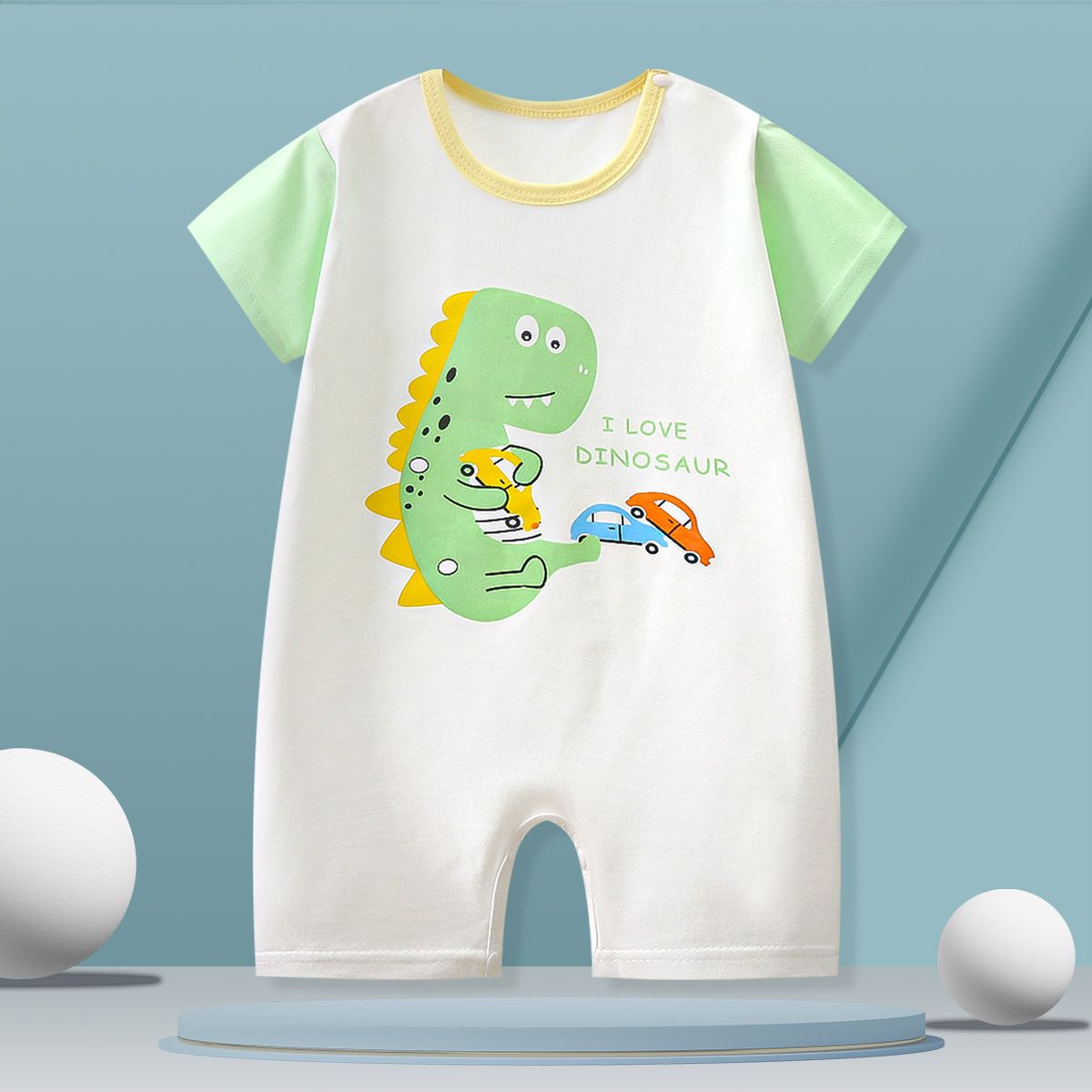 Baby Summer Romper, Cute Tiger Print Short Sleeve Jumpsuit, Breathable Thin Cotton Baby Playsuit for Newborn Toddler, Sizes 59-90cm, Single Pack, Casual One-Piece Outfit for Boys Girls