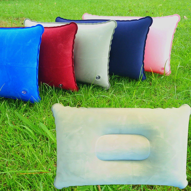 Multifunctional Pillow Outdoor Portable Folding Air Inflatable Pillow Double Sided Flocking Cushion For Travel or  Camping