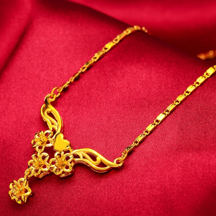 Gold necklace female jewelry Multi layered flowers CRRSHOP women lover fashion trend Christmas gift