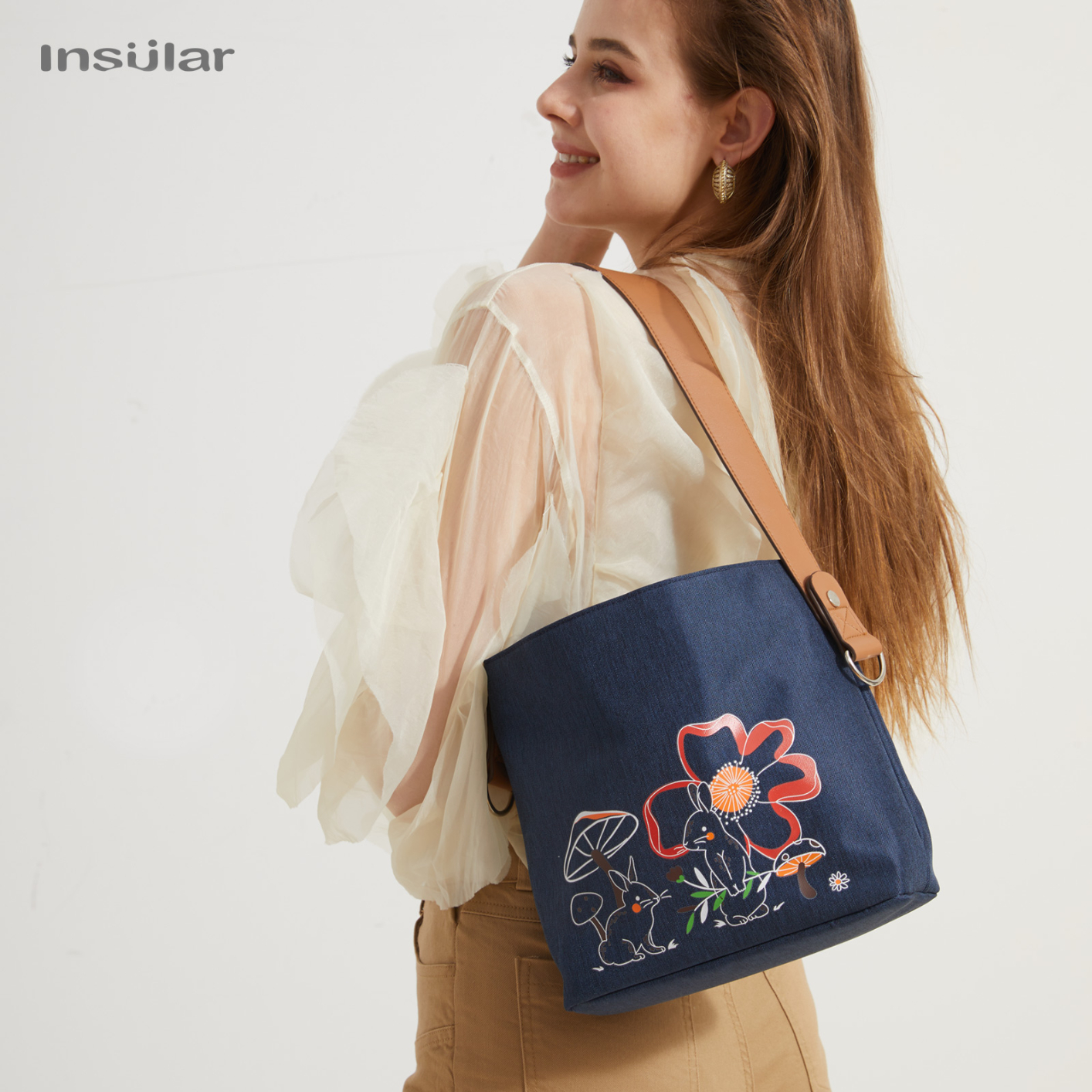 8048 Baby Diaper Tote Bag Travel Nappy Crossbody Bag with Stroller Hanging Design Multifunction Baby Nursing Changing Bag