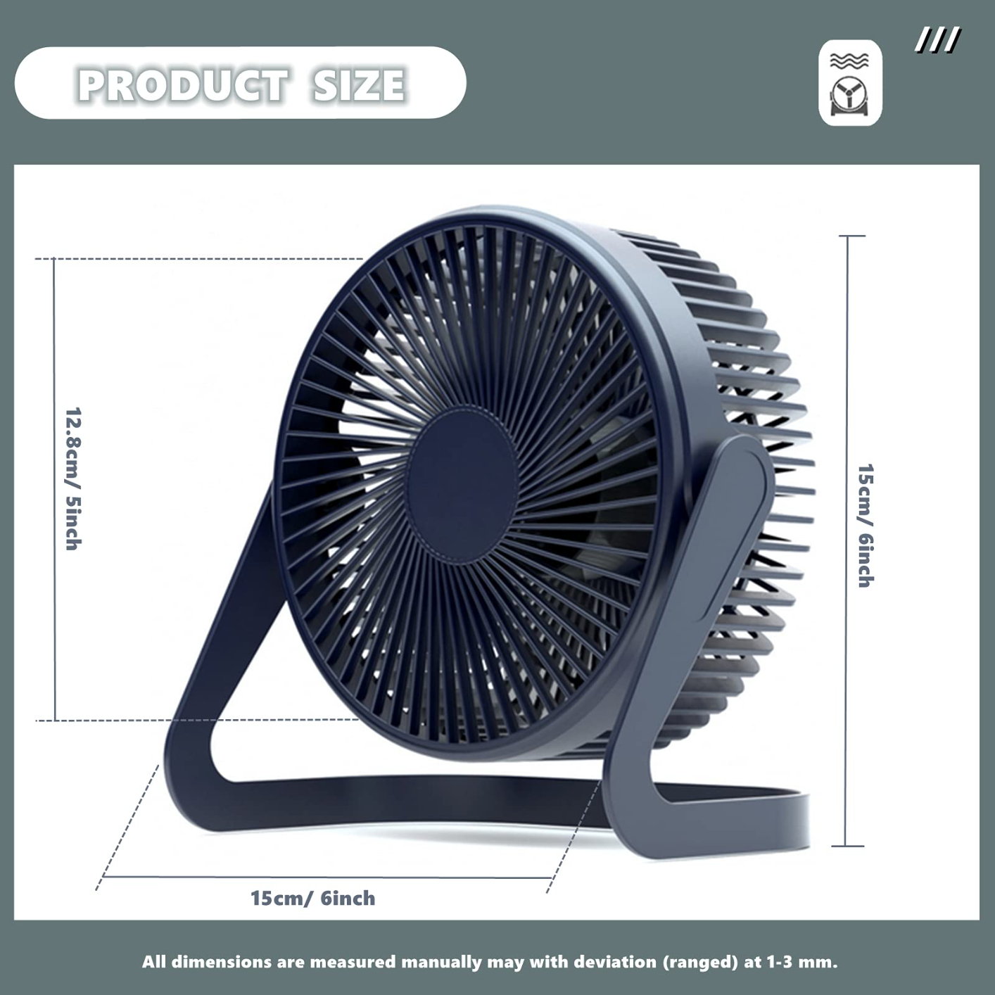 USB Fan 5 Inch Mini USB Desk Table Fan Personal Portable Desktop Cooling Fan Powered by USB PC Netbook for Camping Home Office Outdoor Travel, Strong Wind