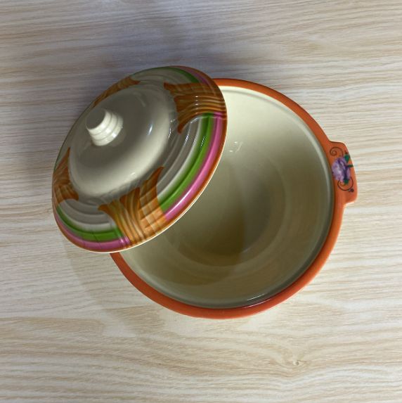 GR 23cm modern kitchen luxury orange & purple floral decal design plastic dinnerware bowl with lid