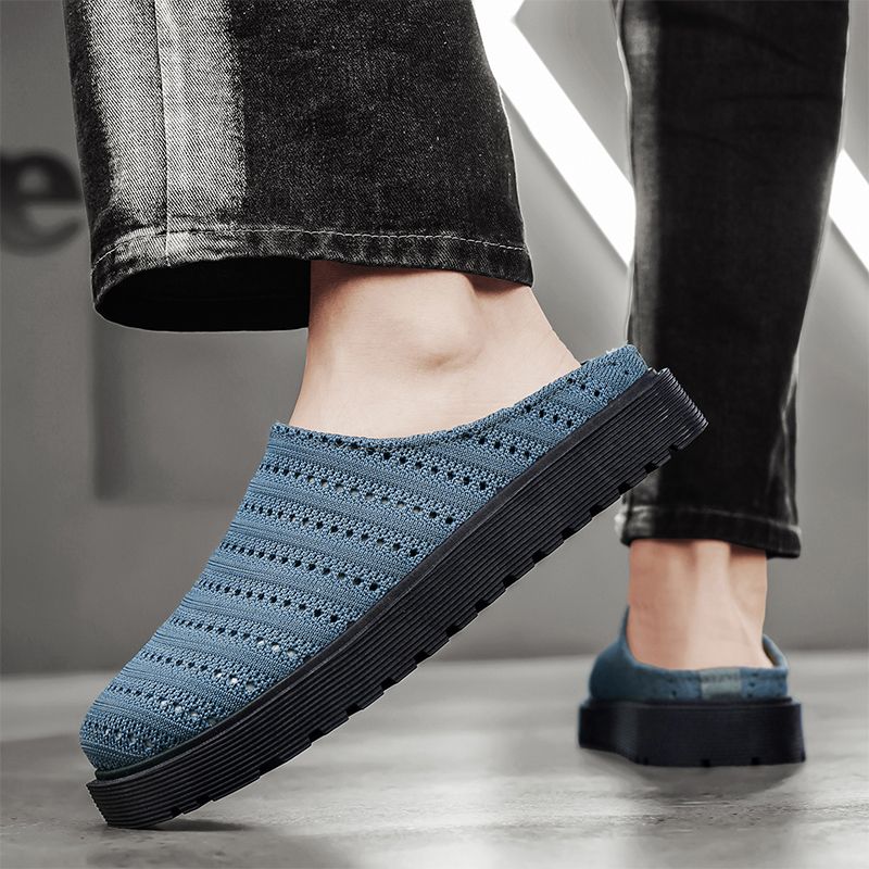 Youth Men Breathable Mesh Shoes Man Fashion Casual Flats Loafers Male Leisure Daily Slip On Footwears For Black
