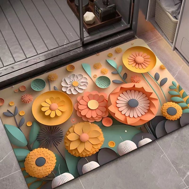 3D oil painting, diatomaceous earth absorbent floor mat, bathroom quick drying carpet, anti slip mat free shipping carpet