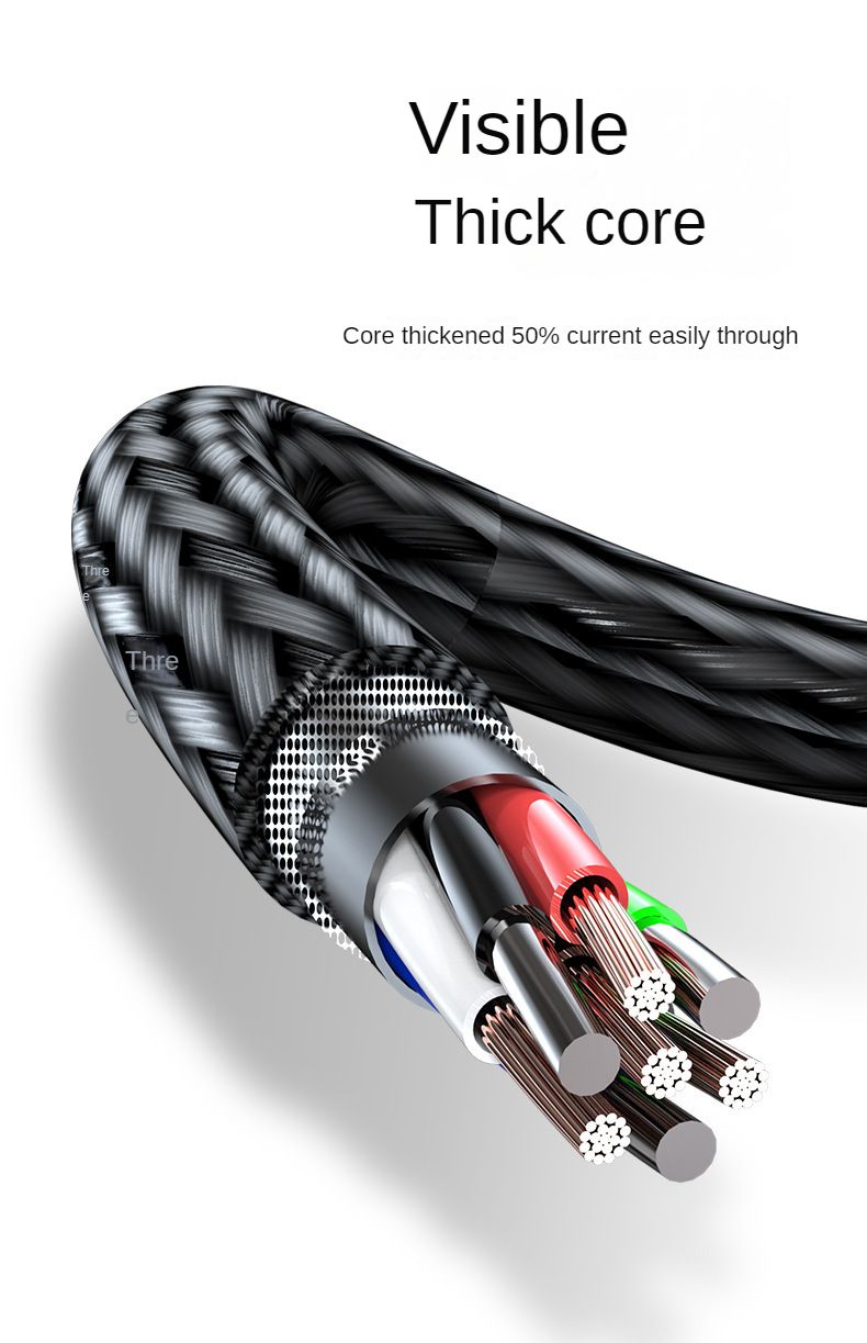 120W Charging Cable Data Cable Three-in-One Tpyec Super Fast Charge Vehicle-Mounted One-to-Three