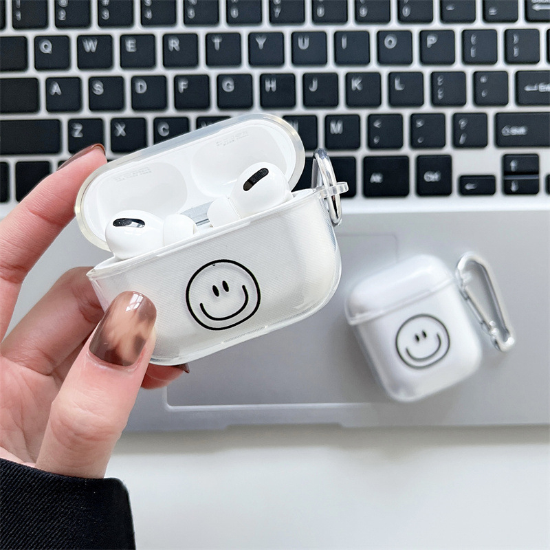 20211021 Simple Smiley Face Earphone Protection Case Suitable For Apple Airpods23Pro Headphone Cover Silicone Protective Shell