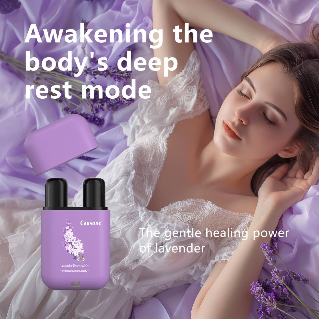 CAUSONE Lavender Essential Oil Nasal Inhaler, Refreshing & Mind-Boosting Stick, Mood Relief & Nasal Decongestant, Aromatherapy Nose Stick for Energy & Calm
