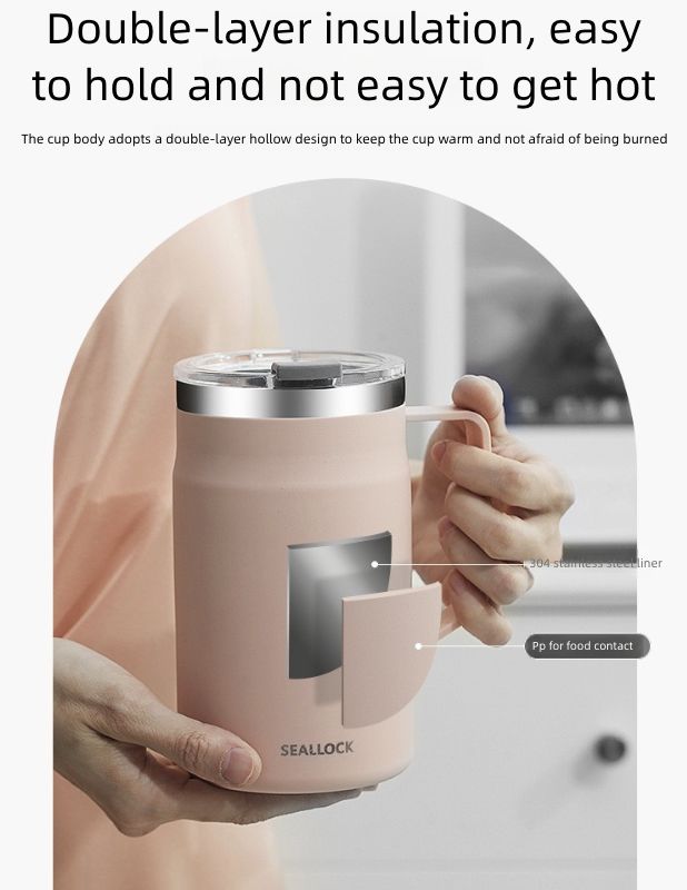 Ins Style Stainless Steel Coffee Cup Portable Insulated Water Cup Stainless Steel Cup Sealed with Lid Mark Cup Kitchen Dining Dinnerware Coffee Cups Mugs