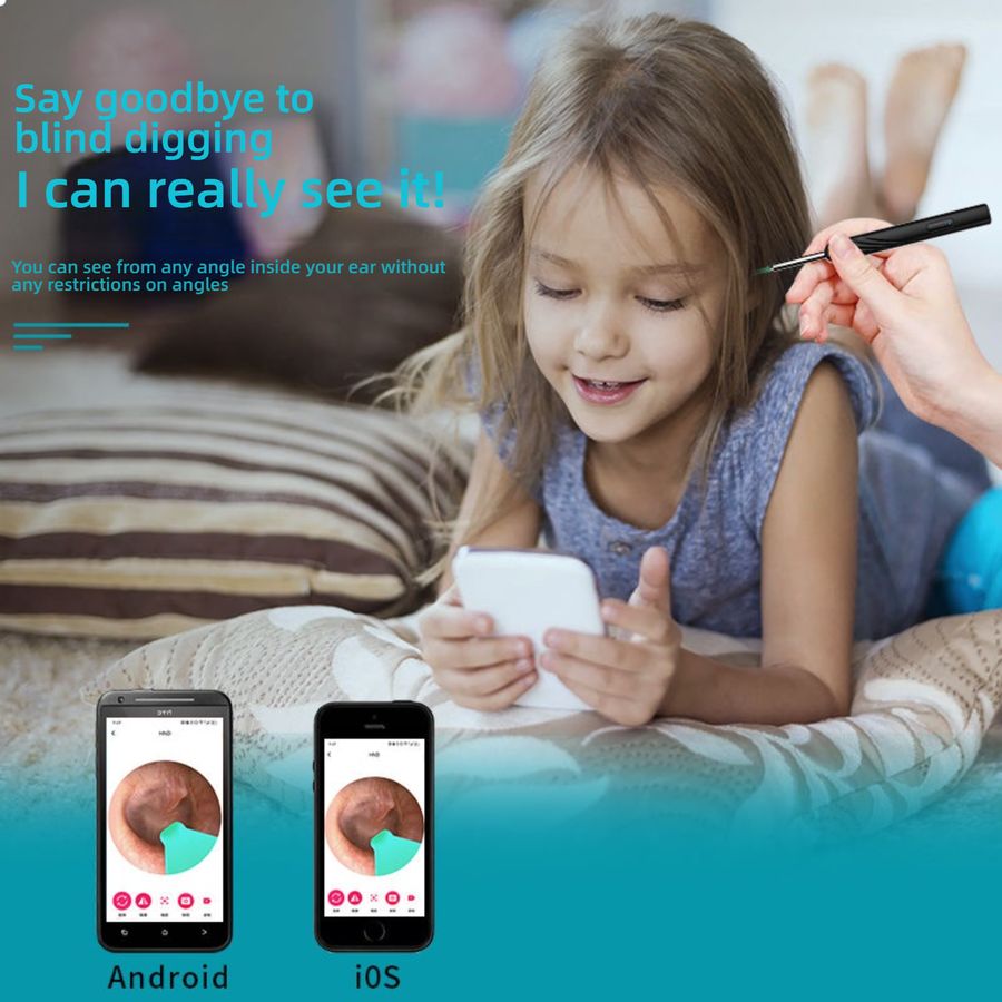  Wireless Smart Visual Ear Cleaner with HD Camera, LED Light, Connects to Phone for Adults & Kids - Safe & Easy Ear Wax Removal Tool 