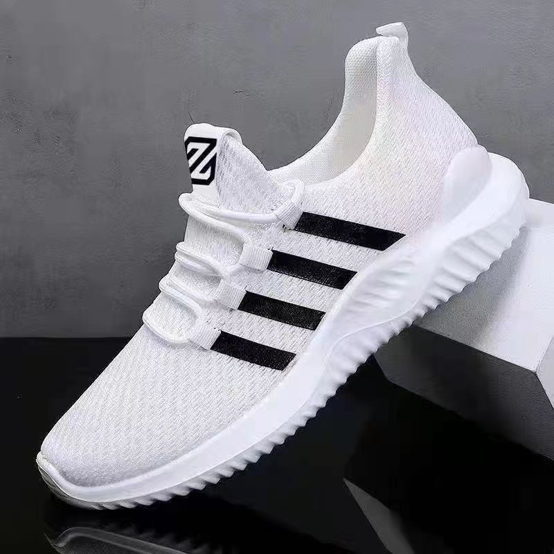 Men White Sneakers Mesh Breathable Sports Sneakers Light Lace Up Men Trainers Shoes