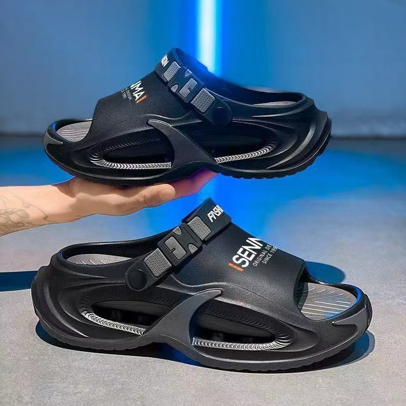 Men's Chunky Platform Slides, Adjustable Strap EVA Sandals, Height Increasing Non-Slip Summer Footwear, 3 Colors Available, EU Size 40-45
