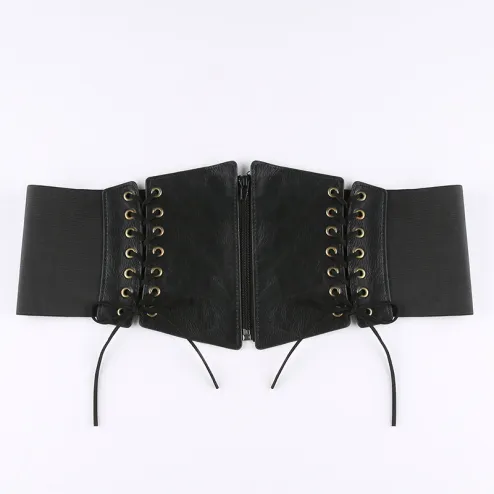 Corset Belt for Women Lace Up Leather Belt Wide Waist Belt Elastic