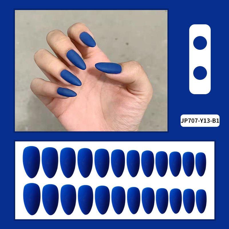 Fake Nails Matte Red And Blue Acrylic Frosted Ballerina Acrylic For Nails For Womenblue
