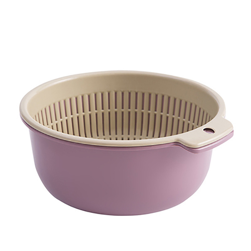 Plastic kitchen Double Drain Basket Bowl Washing Colander Stackable Set Basket For Soaking Washing Draining Vegetables And Fruits