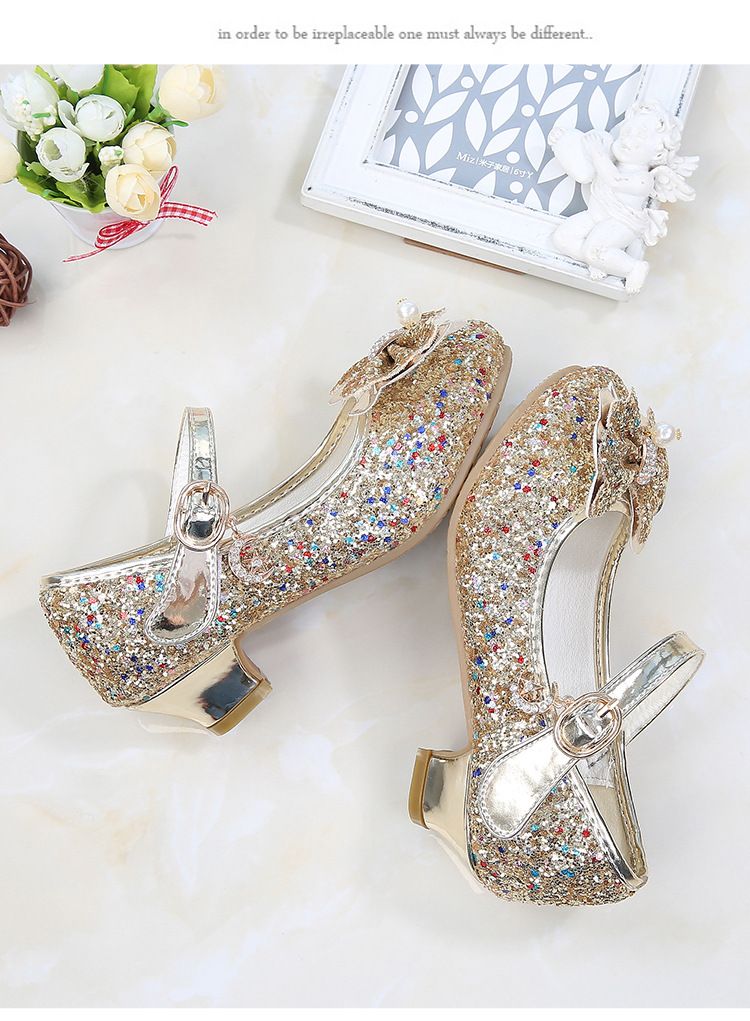 Dress Shoes Girls' High Heels Princess Shoes New Spring Autumn Children's Shoes Performance Shoes Girl's Crystal Shoes