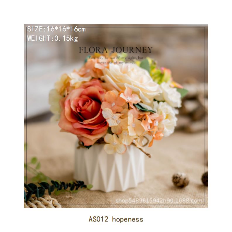 Life series eternal flower set ceramic hemp rope vase artificial flower silk flower pastoral floral ornaments living room dining room dining table hotel wedding church venue funeral ceiling road layout home decoration flower arrangement holding flowers photo props flowerpot