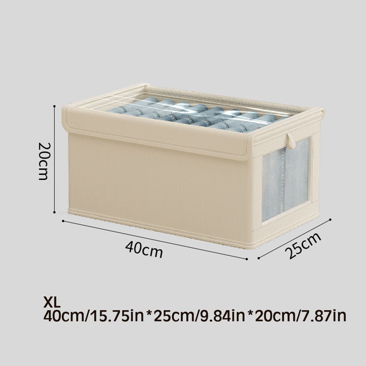 Oxford Cloth Window Visible Clothing with Lid Storage Box Household Clothing Fabric Storage Box Large Organizing Artifact Box Home Storage Organization Baskets Bins Containers Lidded Storage BinsBeige with lid