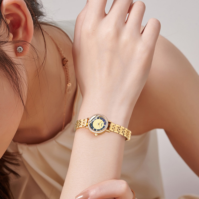 SJS3598 Women Watch Fashion Gold Plated Wristwatches Luxury Women Diamond Quartz Watch Set For Girls