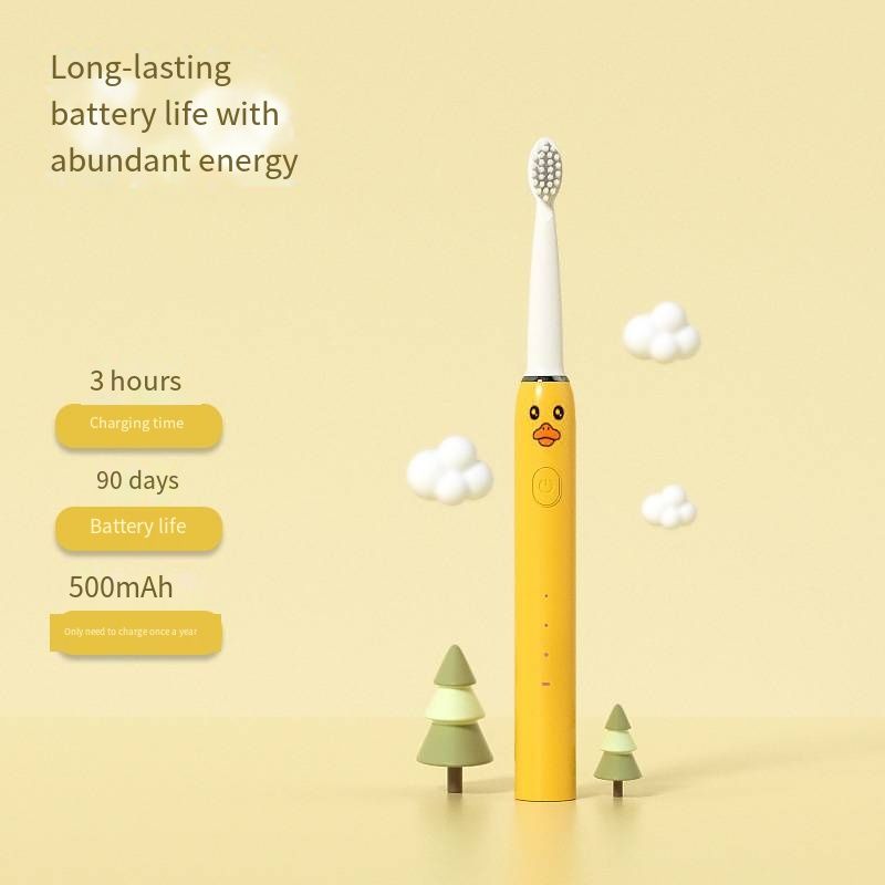 Cute Cartoon Kids Electric Toothbrush, Upgraded Soft Bristle Gentle Gum Protection, Smart Timing Reminder Design, Ultra Low Noise Rechargeable Sonic Toothbrush, Waterproof Oral Cleaning Toothbrush for Toddler Children Home Daily Use