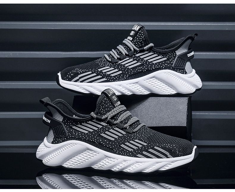 2024 autumn new breathable men's sneakers mesh men's shoes casual shoes men's fashion flying woven running shoes AD128

