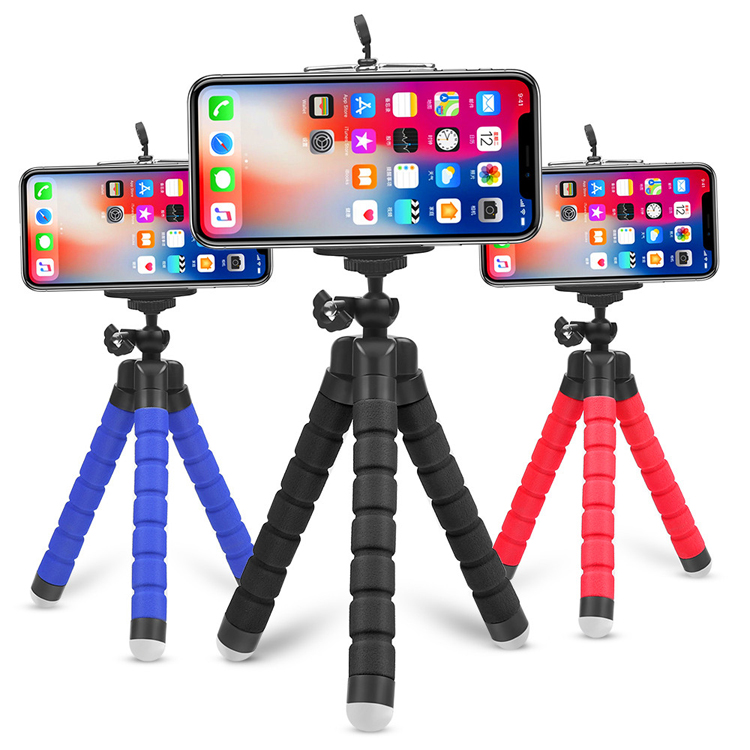 Mini Flexible Sponge Octopus Tripod Selfie Stick Expanding Tripod Stand For Mobile Phone bracket Camera With Phone Clip Holder