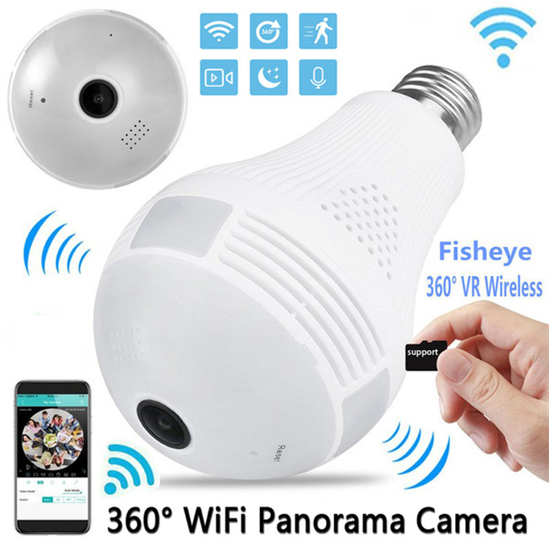 LAGPOUSI Bulb Lamp Wireless IP Camera Wifi Panoramic Home Security CCTV Camera 360 Degree Night Vision