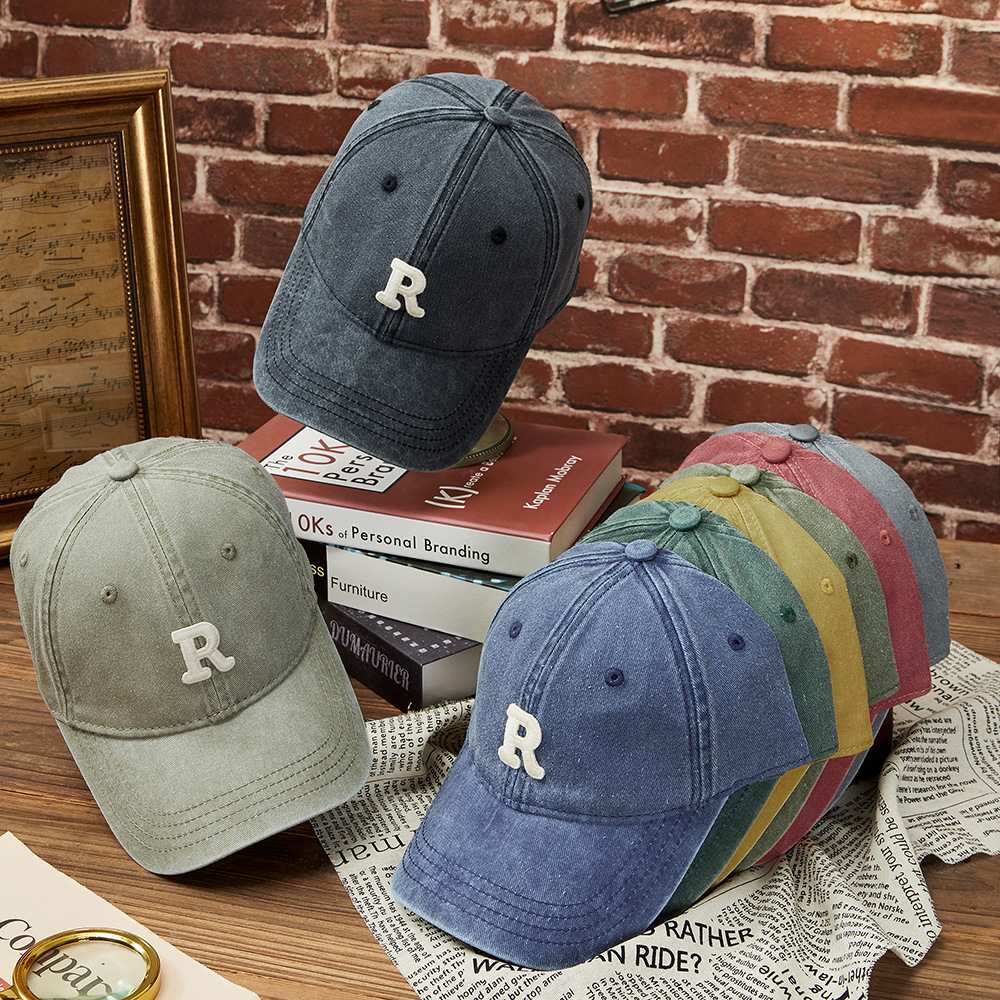 22114 Men's Spring/Summer New Vintage Letter Embroidered Baseball Hat, Outdoor Sunscreen Windproof Hat