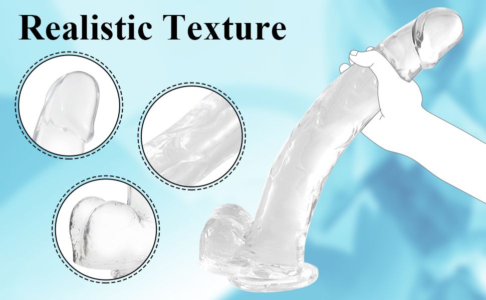 Clear Realistic Dildo, Big Thick Dildo for Advanced Users, G spot Dildo with Strong Suction Cup for Hands-Free Play, Lifelike Penis Adult Anal Sex Toy for Women