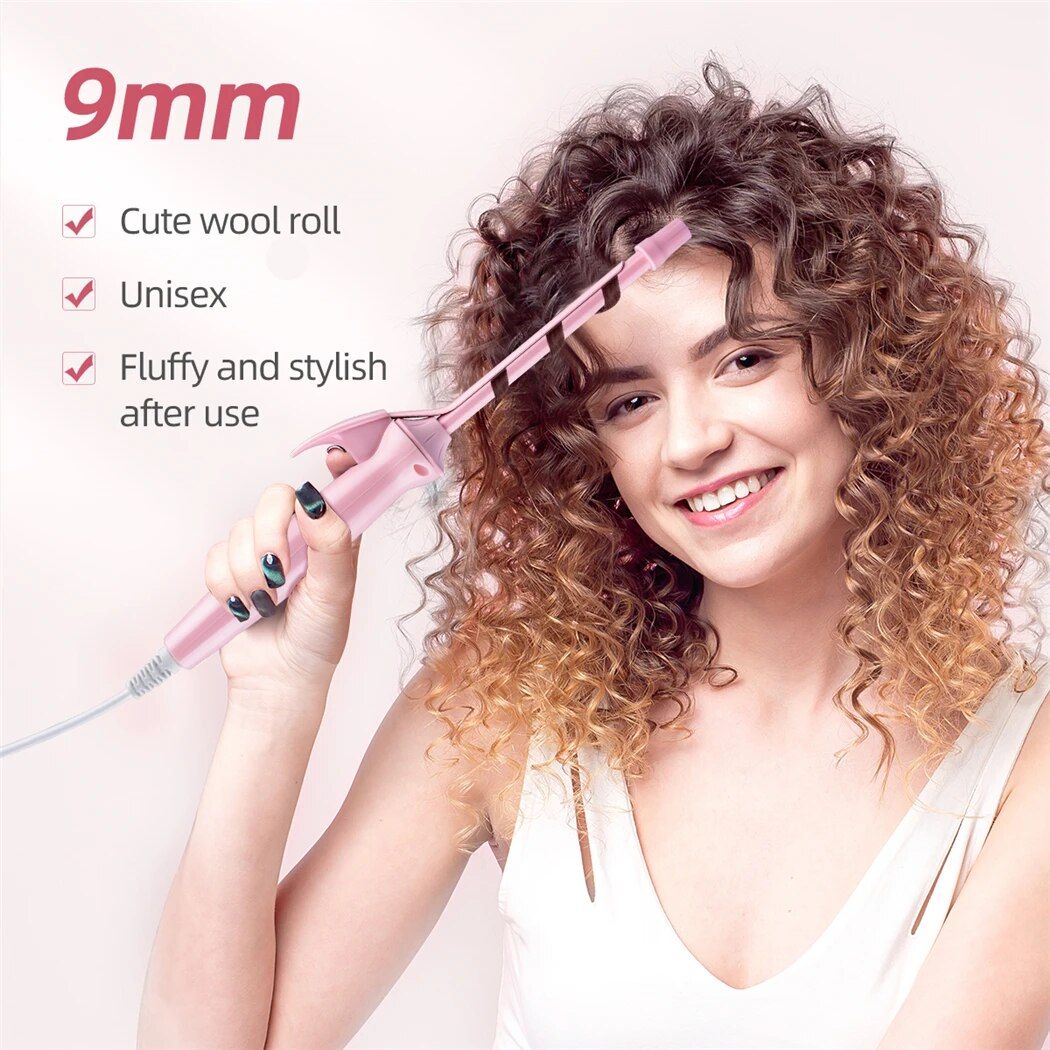  Mini Hair Curling Iron 9mm Curler Wand Professional Curly Tongs Ceramic Electric Salon Styling Tool Small Crimping Iron
