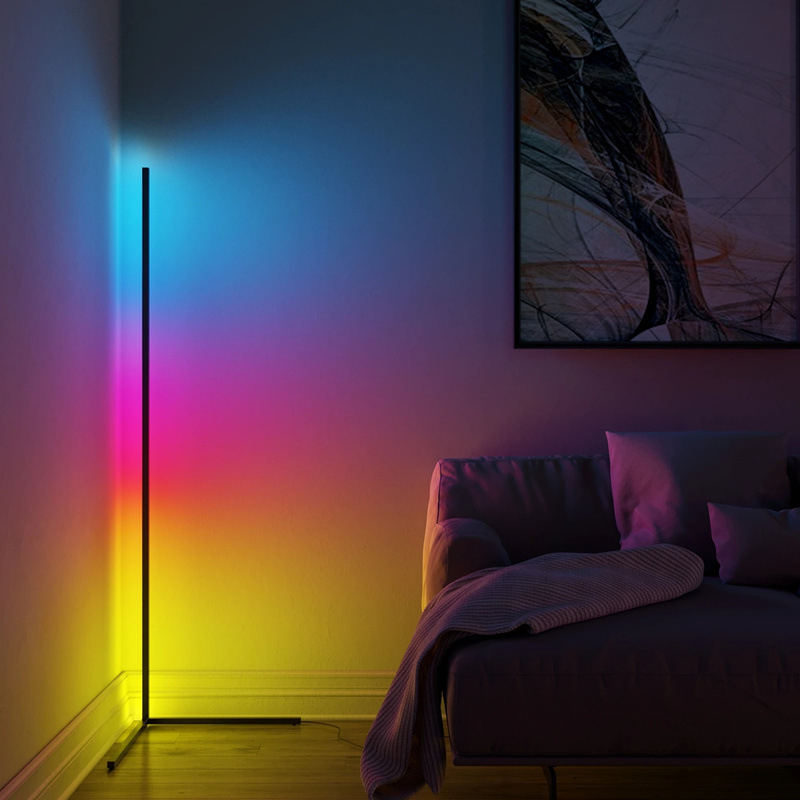 LED Corner Floor Lamp, RGB colour changing standing lamp modern corner floor lamp 150cm tall with App/Remote Control/Dimmable/Music Sync/Smart Floor Light for Living Room Bedroom Home Decoration 