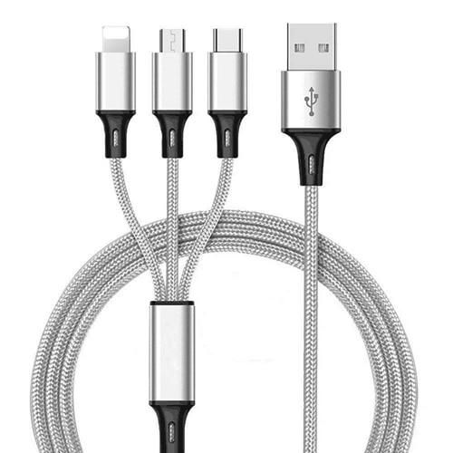 3in1 2.4A Multi Charger Cable 1.2M Fast USB Charging Cord for Mobile Phone
