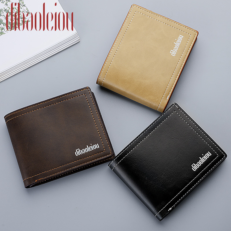 021-1 New Nu-buck PU Leather Short Horizontal Section Wallets For Men,Male Card Holder Case Coin Purse