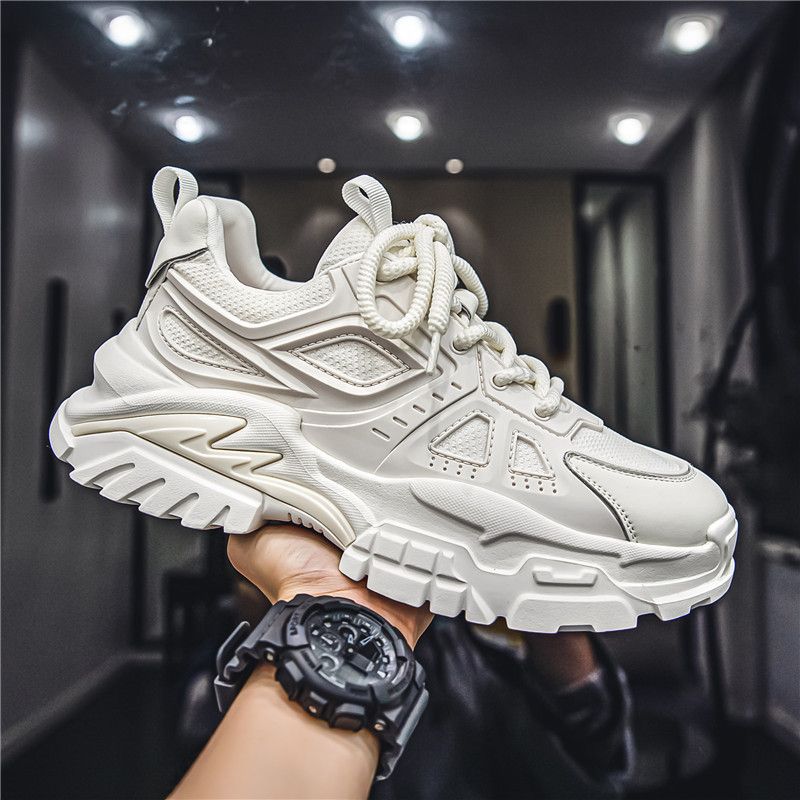 Men's shoes 2024 autumn new breathable fabric fashion casual sports shoes youth low top platform daddy shoes DCZ01