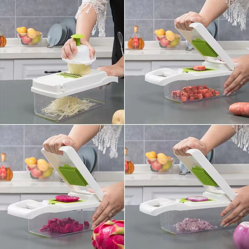 Multifunctional 16 in 1 Vegetable Cutter Fruit Potato Peeler Carrot Grater Kitchen Gadget Accessories Basket Drain Basket