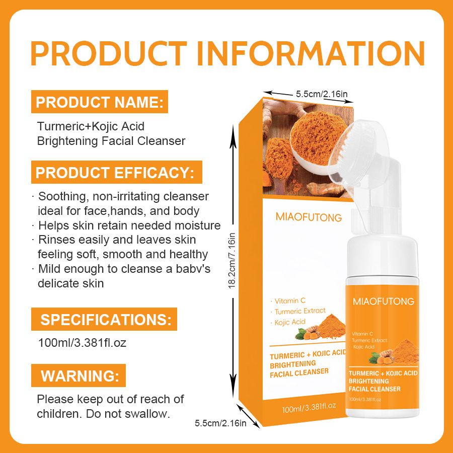 Turmeric facial cleanser oil control cleansing moisturizing brightening fading acne marks exfoliating skin tone cleansing mousse turmeric soap skin care set