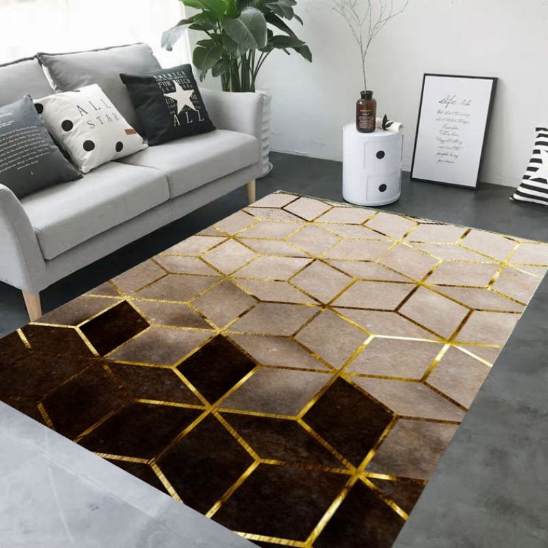 3D printing, geometric shapes, living room carpet, modern minimalist style, crystal velvet, sofa, coffee table mat, bedroom bedside carpet,Non-slip bottom