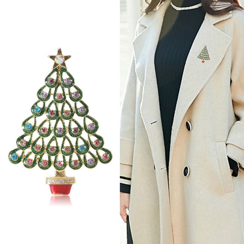 BC21Y0141 Cartoon Christmas Tree Christmas Snowflake Painting Oil Brooch, Corsage Accessories