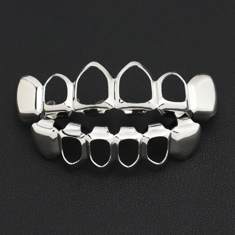 Hiphop hip-hop decorative braces four hollow silver grillz teeth grillz silver grillz