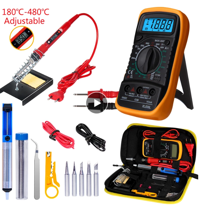Soldering iron with Digital multimeter kit Adjustable Temperature Auto Ranging AC/DC tester multimeter Welding Tool Kits