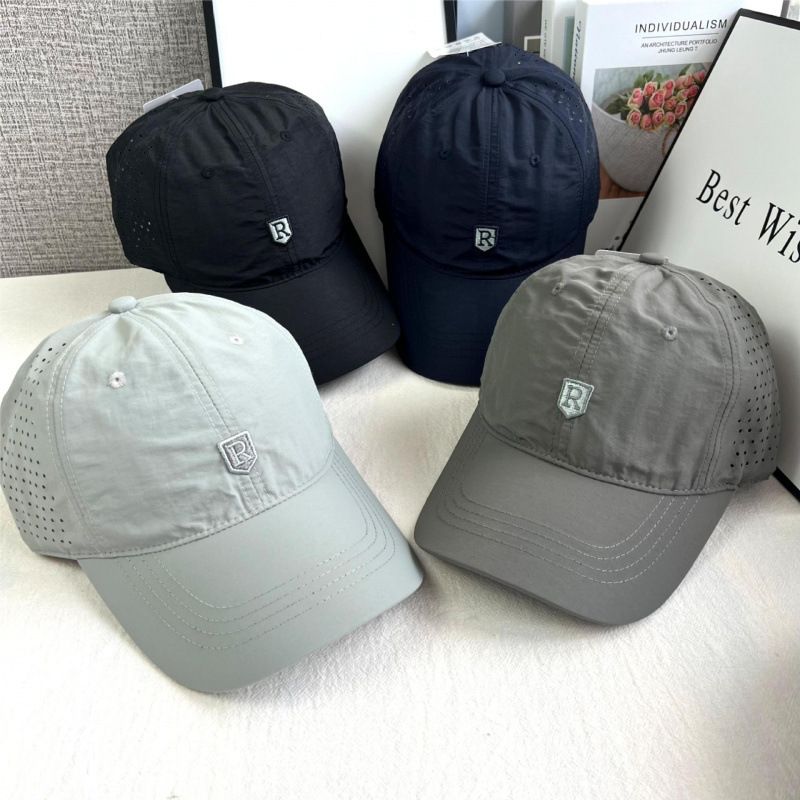 Men's Quick Dry Baseball Cap, Breathable Perforated Sun Hat with R Embroidery, Adjustable Lightweight Outdoor Sport Cap for Running Golf Hiking