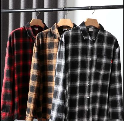 Spring and autumn new plaid shirt men's long-sleeved casual shirt