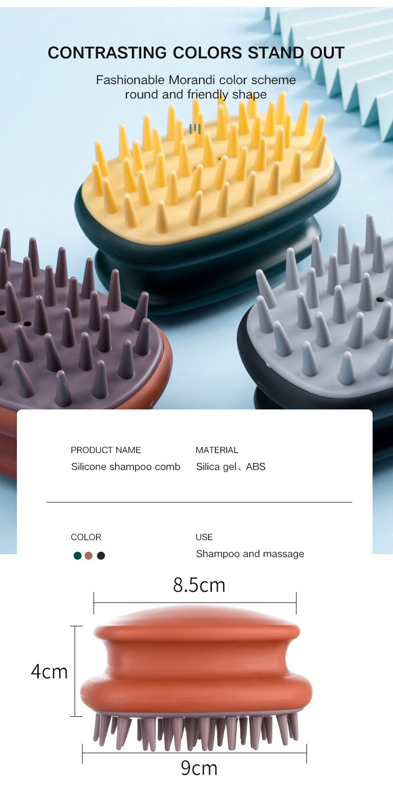 B0016 Silicone Hair Washing Brush Massage Brush Adult Hair Washing Tool Shampoo Comb Head Brush Scalp Scratcher Shampoo Brush